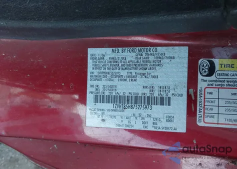 2007 Ford Mustang Gt Deluxe/Gt Premium from USA, damaged, VIN 1ZVHT85H875275973